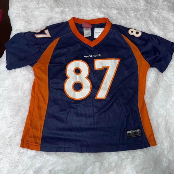 Reebok Broncos McCaffrey 87 Jersey NFL Football Navy Orange Medium - Picture 1 of 6
